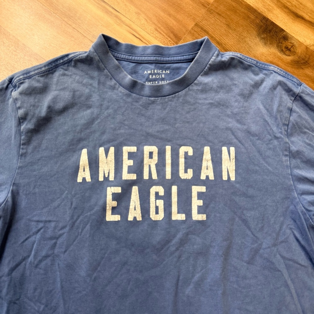American Eagle Men’s Logo Graphic Tee Marble Blue Size XS - Picture 3 of 6